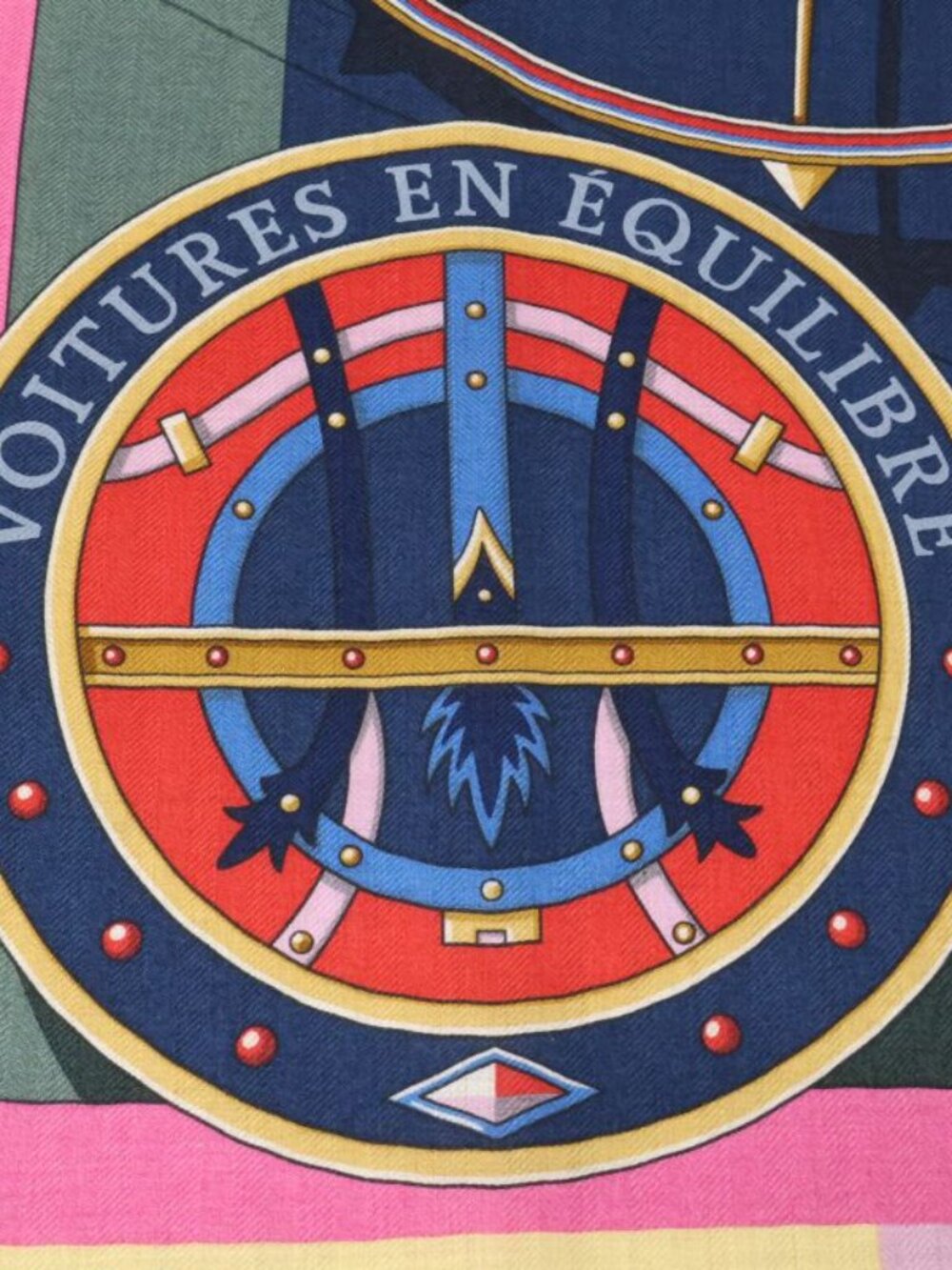 ★SOLD★ Hermes 09 Voitures en Equilibre Elaborate Carriage Carre Scarfrose Bon - Picture 4 of 6